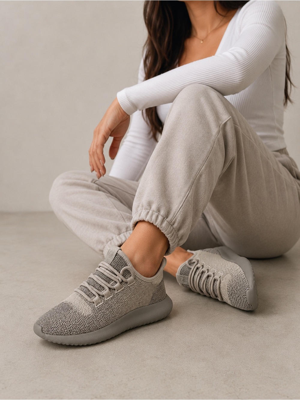 Adidas Originals Women’s Tubular Beige Shadow Knit Athletic Sneakers size 4